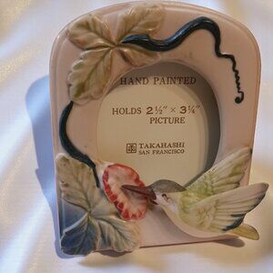 VTG Takahashi Japan Bisque Porcelain 3D Hummingbird & Morning Glory Mini Frame